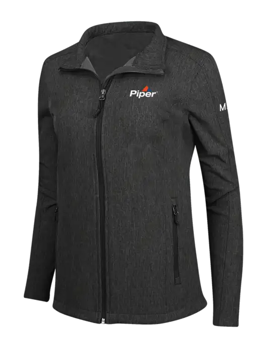 Black Charcoal Heather Womens Core Soft Shell Jacket w/M500 Logo, Piper Logo