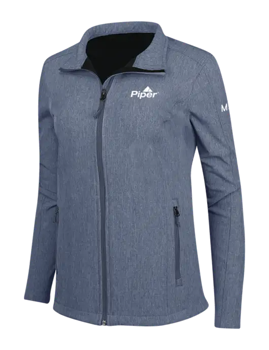 Navy Heather Womens Core Soft Shell Jacket w/M500 Logo, Piper Logo
