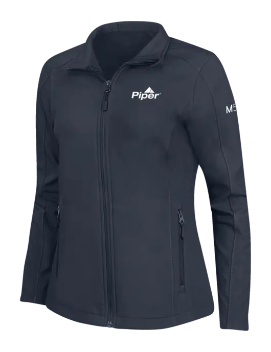 Navy Womens Core Soft Shell Jacket w/M500 Logo, Piper Logo