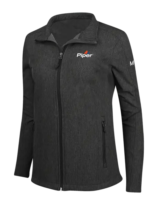Black Charcoal Heather Womens Core Soft Shell Jacket w/M350 Logo, Piper Logo