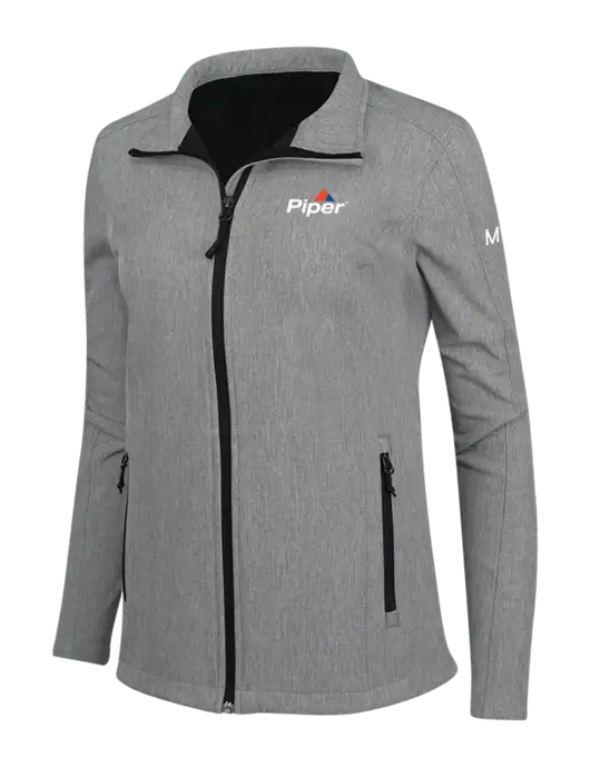 Medium Grey Heather Womens Core Soft Shell Jacket w/M350 Logo, Piper Logo