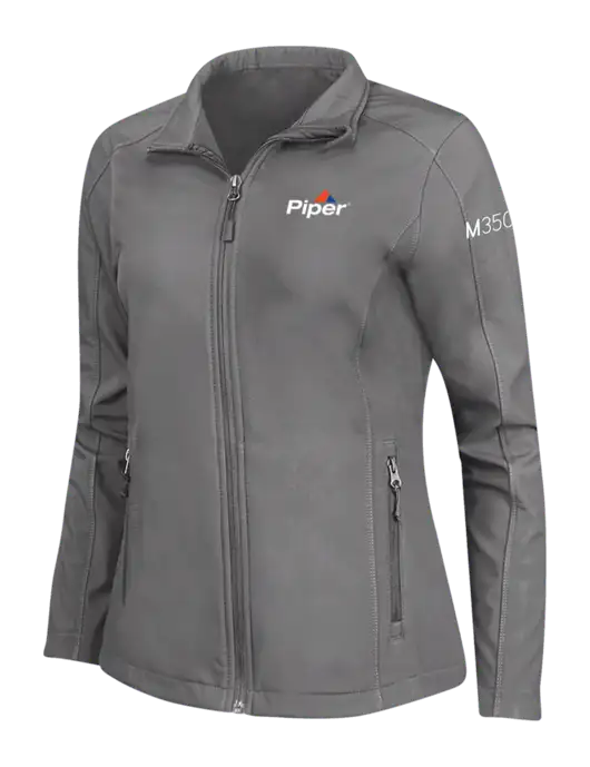 Medium Grey Womens Core Soft Shell Jacket w/M350 Logo, Piper Logo