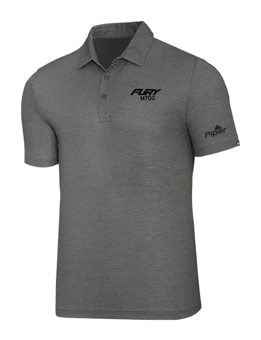 TravisMathew Grey Heather Oceanside Polo w/M700 Fury Logo, Piper Logo