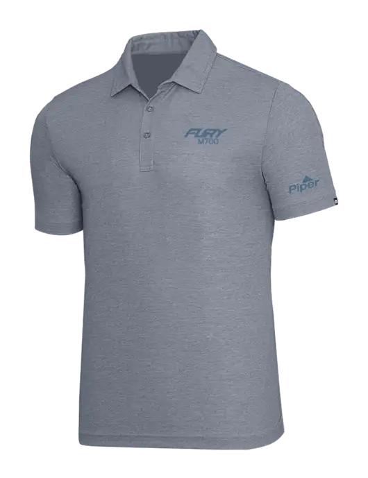 TravisMathew Navy Heather Oceanside Polo w/M700 Fury Logo, Piper Logo