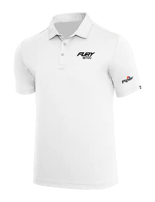 TravisMathew White Coto Performance Polo w/M700 Fury Logo, Piper Logo