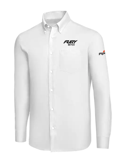 Brooks Brothers White Wrinkle-Free Stretch Nailhead Shirt w/M700 Fury Logo, Piper Logo