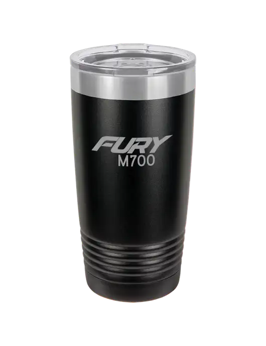 Polar Camel 20 oz Powder Coated Black Vacuum Insulated Tumbler w/M700 Fury Logo, Piper Logo