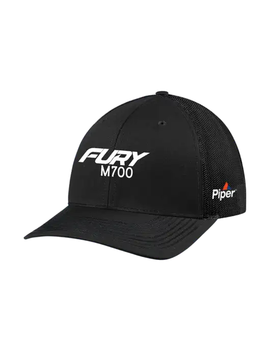 Richardson Adjustable Snapback Original 112 Trucker Cap Black w/Black Mesh w/M700 Fury Logo, Piper Logo