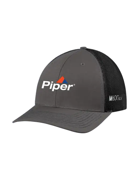 Richardson Adjustable Snapback Original 112 Trucker Cap Dark Grey w/Black Mesh w/M600/SLS Logo, Piper Logo