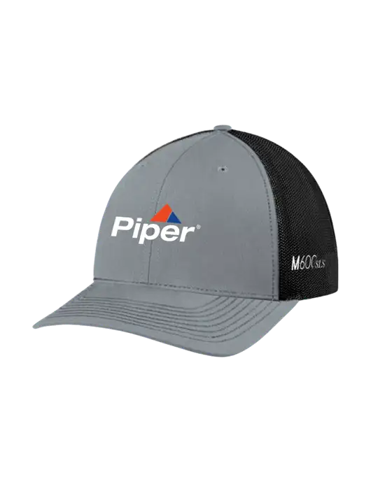 Richardson Adjustable Snapback Original 112 Trucker Cap Heather Grey w/Black Mesh w/M600/SLS Logo, Piper Logo
