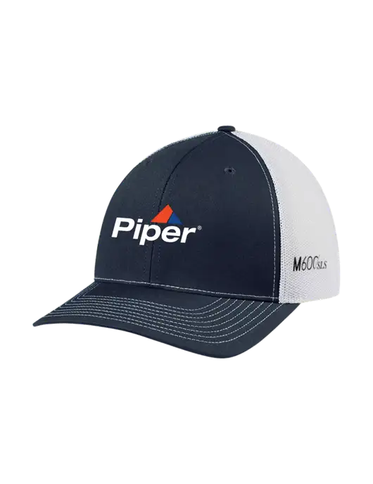 Richardson Adjustable Snapback Original 112 Trucker Cap Navy w/White Mesh w/M600/SLS Logo, Piper Logo