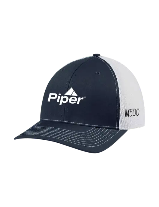 Richardson Adjustable Snapback Original 112 Trucker Cap Navy w/White Mesh w/M500 Logo, Piper Logo