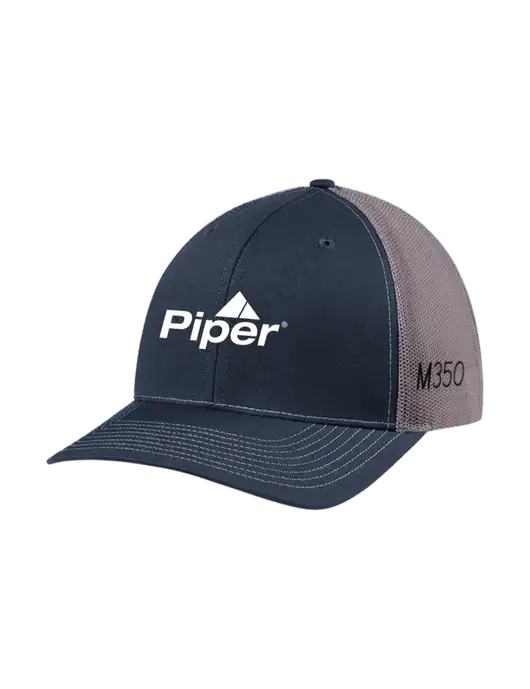 Richardson Adjustable Snapback Original 112 Trucker Cap Navy w/Charcoal Mesh w/M350 Logo, Piper Logo