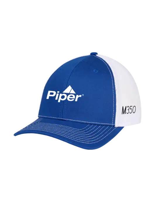 Richardson Adjustable Snapback Original 112 Trucker Cap Royal w/White Mesh w/M350 Logo, Piper Logo