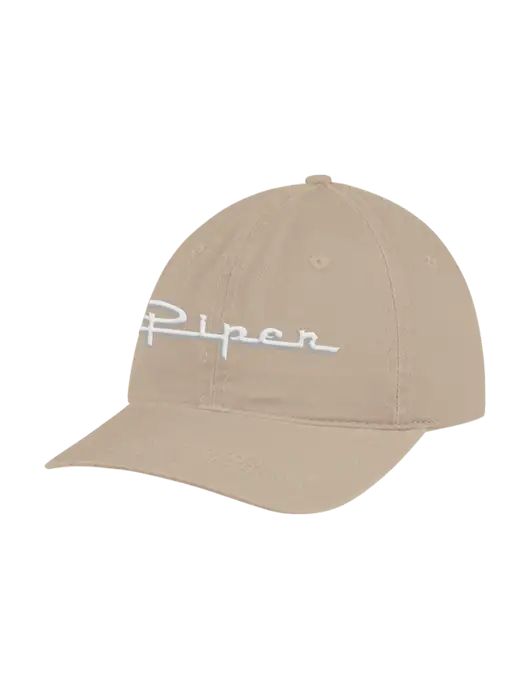 Garment Washed Unstructured Twill Tan Cap w/Vintage Piper Puff Logo