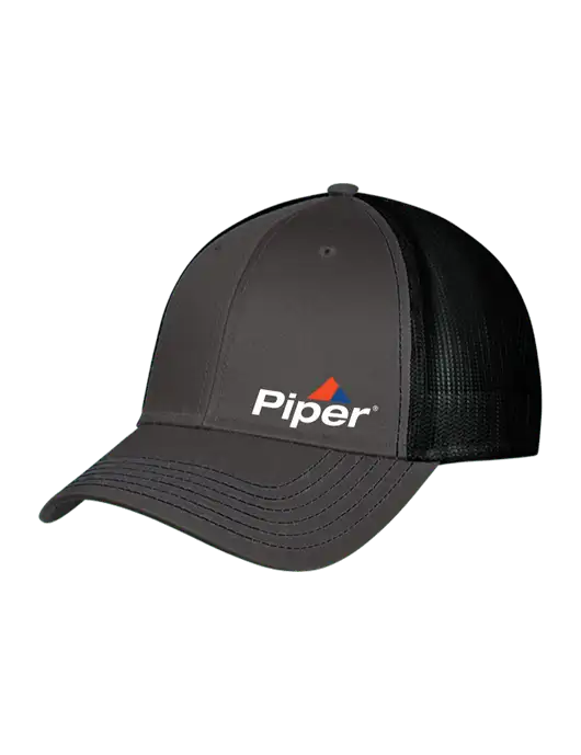 Charcoal & Black Mesh Trucker Cap Snap Back w/Piper Logo