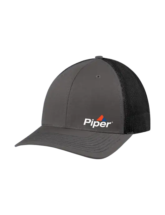 Richardson Adjustable Snapback Original 112 Trucker Cap Dark Grey w/Black Mesh w/Piper Logo