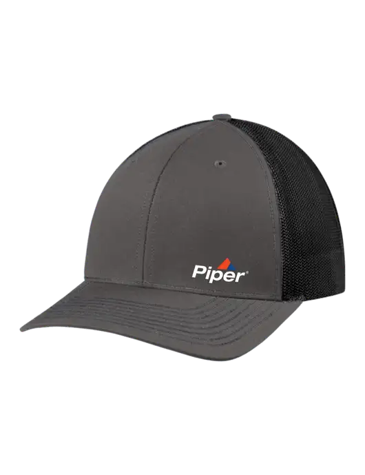 Richardson Adjustable Snapback Original 112 Trucker Cap Dark Grey w/Black Mesh w/Piper Logo