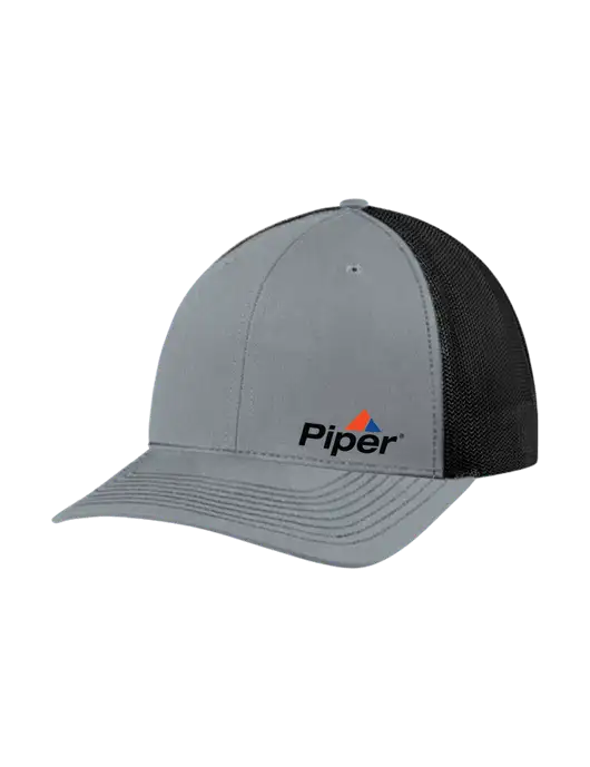 Richardson Adjustable Snapback Original 112 Trucker Cap Heather Grey w/Black Mesh w/Piper Logo