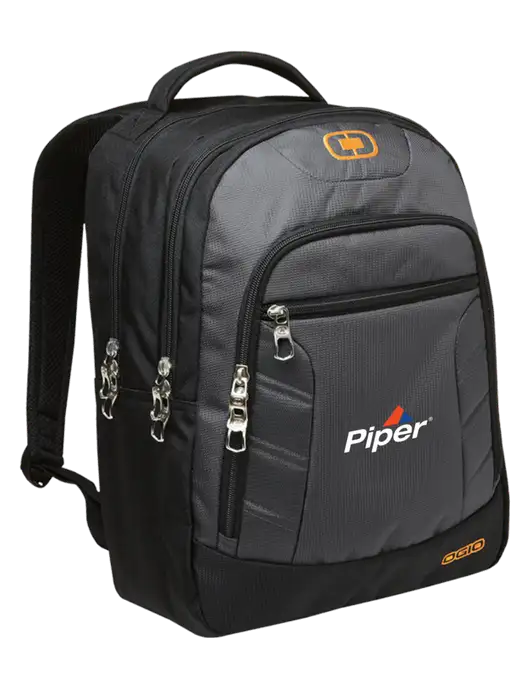 OGIO Dark Grey/Orange Colton Laptop Backpack
 w/Piper Logo